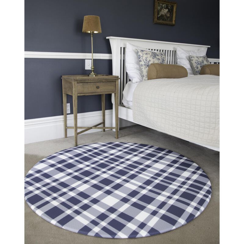 Little Finch Homepark Check Floor Mat - Round image number 3